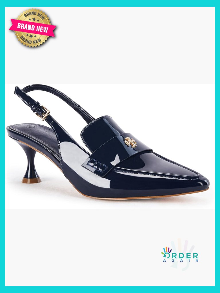 Women's Pointed Toe Slingback Kitten Heel Sandals Dress Ankle Buckle Heels